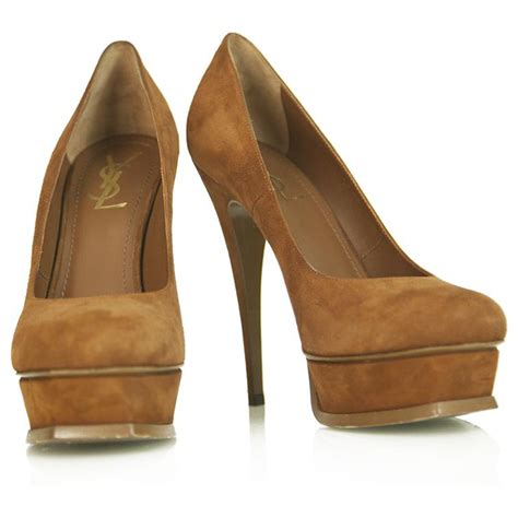 brown suede ysl heels